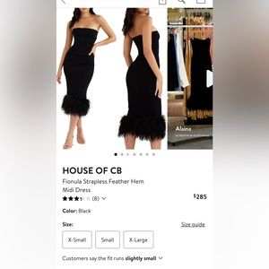 House of CB Fionula Strapless Feather Hem Midi Dress XL
